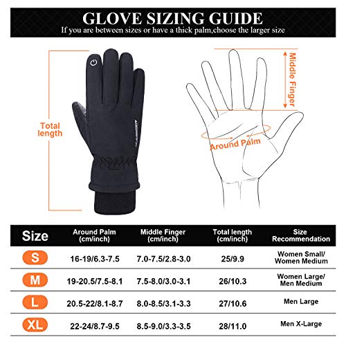 anqier Winter Gloves,-15°F Cold Proof Thermal 3M Thinsulate Warm Touchscreen Cold Weather Gloves Men Women for Smartphone Texting Cycling Riding Running Skiing Outdoor Sports (Large, Black)