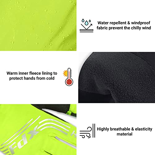FDX Full Finger Winter Cycling Gloves, Thermal Warm, Water Resistant, Windproof, Anti-Shocking Gel Padded Palms, Touchscreen, Breathable, Anti-Slip Men Women, Racing, MTB, Riding, Running(Yellow L)