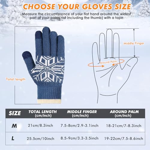 KUYOU 2 Pairs Winter Gloves, Anti-Slip Touch Screen Gloves for Men Women,Windproof Thermal Gloves for Cycling, Running, Driving, Hiking, Walking, Texting, Freezer Work and Daily Activities