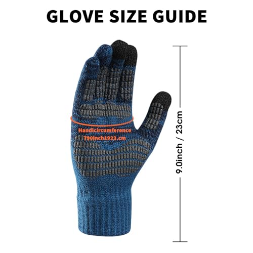 TATAFUN Winter Touch Screen Thermal Gloves, Men Anti-Slip Thermal Gloves, Soft Full-Finger Gloves, Winter Gloves, Suitable for Outdoor Cycling, Hiking, Climbing, Sports Bicycle (Blue)