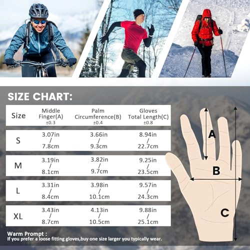 LERWAY Winter Warm Gloves, Touchscreen Gloves Windproof Water-Resistant Thermal Non-slip MTB Gloves Black for Men Women Running Driving Cycling Climbing Hiking Skiing (Black-M)