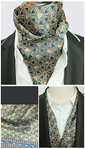 UK_Stone Men 100% Pure Silk Scarf Paisley Polka Dot Vintage Pattern Double Layer Gentlemen