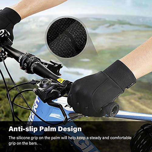 LERWAY Winter Warm Gloves, Touchscreen Gloves Windproof Water-Resistant Thermal Non-slip MTB Gloves Black for Men Women Running Driving Cycling Climbing Hiking Skiing (Black-M)