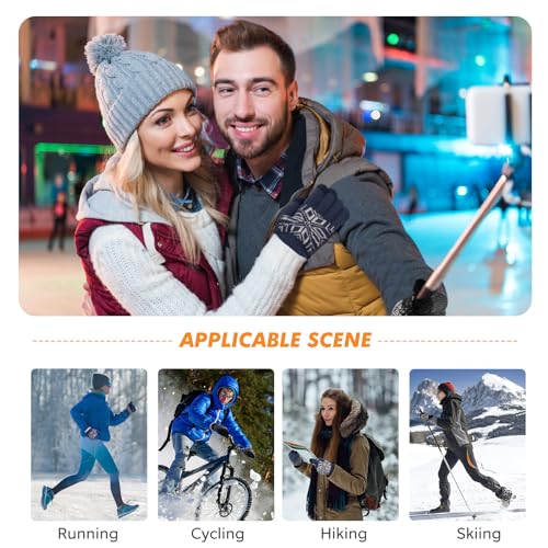 KUYOU 2 Pairs Winter Gloves, Anti-Slip Touch Screen Gloves for Men Women,Windproof Thermal Gloves for Cycling, Running, Driving, Hiking, Walking, Texting, Freezer Work and Daily Activities