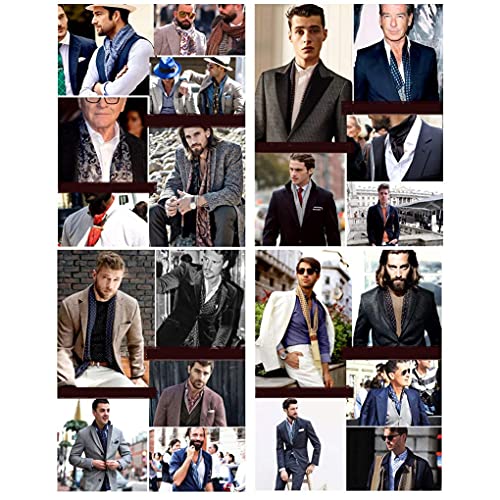 UK_Stone Men 100% Pure Silk Scarf Paisley Polka Dot Vintage Pattern Double Layer Gentlemen