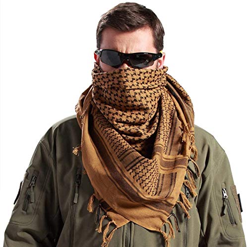 FREE SOLDIER Military Scarf Shemagh Men's Scarves Tactical Desert Scarf Bandana for Men & Women，Brown