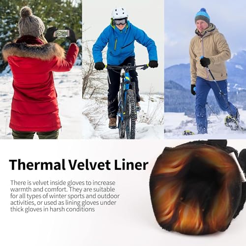 Girebae Warm Winter Gloves, Windproof Waterproof Touchscreen Running Gloves, Non-Slip Elastic Cuff Thermal Gloves for Men Women Running Driving Cycling Climbing Hiking (Black, M)