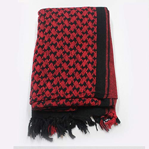 Clara Leather Jackets Cotton Shemagh Tactical Military Scarf Palestine Scarf for Men&Women (Black &Red)