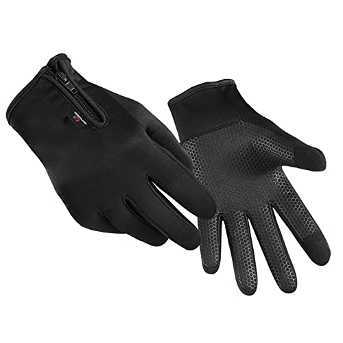 WESTWOOD FOX WFX Cycling Gloves Touchscreen Thermal Running Gloves Black Winter Gloves Warm Windproof Non-slip Fleece Lining Bike Gloves Warm Gloves for Men Women (L;, Black)