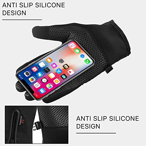 WESTWOOD FOX WFX Cycling Gloves Touchscreen Thermal Running Gloves Black Winter Gloves Warm Windproof Non-slip Fleece Lining Bike Gloves Warm Gloves for Men Women (L;, Black)