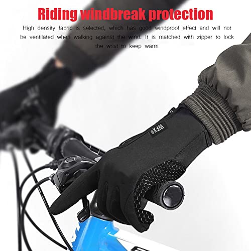 WESTWOOD FOX WFX Cycling Gloves Touchscreen Thermal Running Gloves Black Winter Gloves Warm Windproof Non-slip Fleece Lining Bike Gloves Warm Gloves for Men Women (L;, Black)