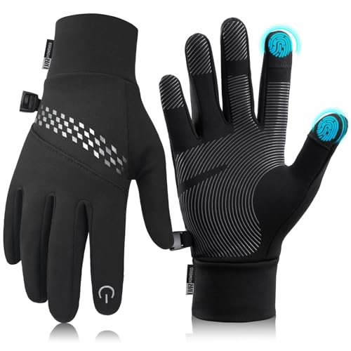 Tmani Thermal Gloves for Men Women Winter Warm Gloves Windproof and Water-Resistant Touchscreen Gloves Anti-Slip Performance Sport Gloves for Running Cycling Walking