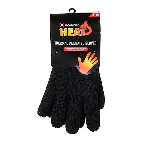 Blackrock HEAT Thermal Gloves, Mens Gloves, Womens Gloves, Winter Gloves, Black Gloves, Womens Mens Accessories, Warm, Heated Clothing, Wooly Gloves, Warmer, Hiking, Fleece, Unisex Large/XL