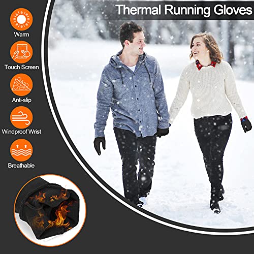 TOLEMI Thermal Gloves, Winter Gloves Skin-friendly Running Gloves Anti-slip Touch Screen Gloves for Men Women Sport Walking Riding Driving Cycling Hiking - Black, M