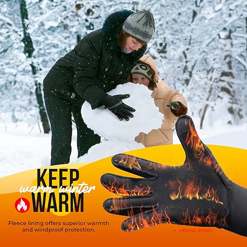 Tmani Thermal Gloves for Men Women Winter Warm Gloves Windproof and Water-Resistant Touchscreen Gloves Anti-Slip Performance Sport Gloves for Running Cycling Walking