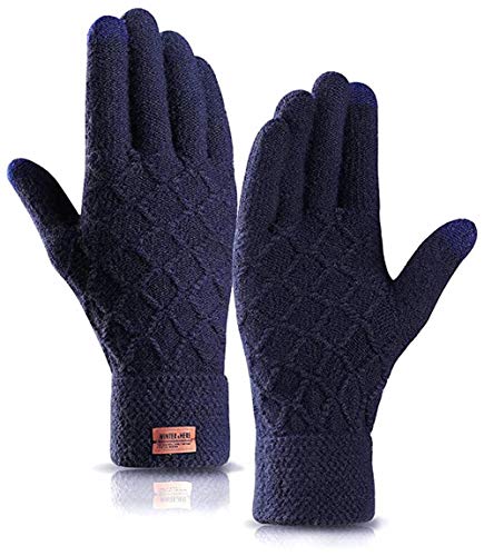 HIYATO Mens Touchscreen Gloves,Winter Warm Knit Gloves with Soft Lining,Thermal Gloves for Men and Women (Black)