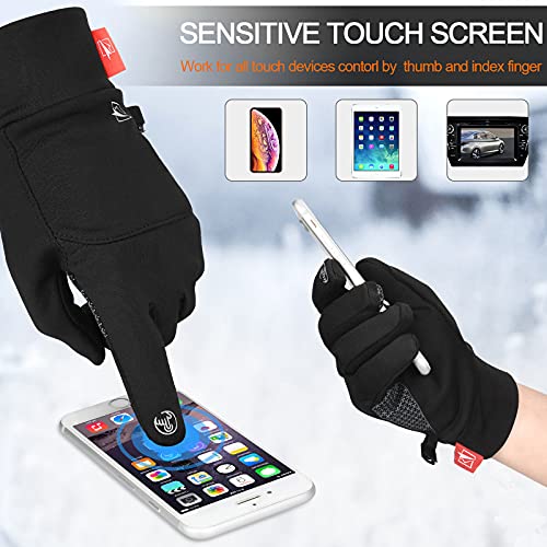 TOLEMI Thermal Gloves, Winter Gloves Skin-friendly Running Gloves Anti-slip Touch Screen Gloves for Men Women Sport Walking Riding Driving Cycling Hiking - Black, M