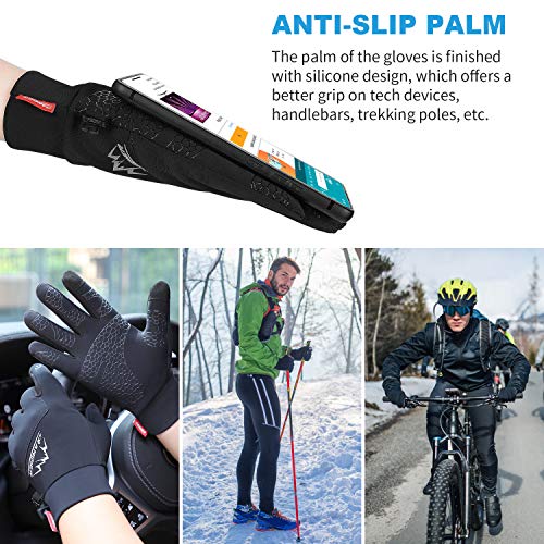 coskefy Touch Screen Gloves Thermal Gloves Windproof Anti-slip Cycling Gloves Winter Running Gloves for Men Women Biking Walking Riding Sports