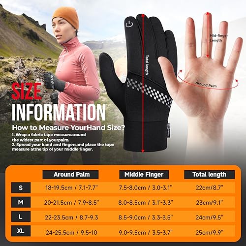 Tmani Thermal Gloves for Men Women Winter Warm Gloves Windproof and Water-Resistant Touchscreen Gloves Anti-Slip Performance Sport Gloves for Running Cycling Walking
