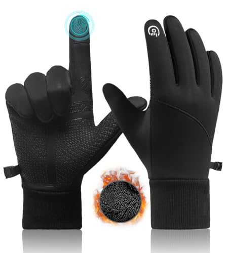 CRAZY SHARK Winter Warm Gloves, Windproof Water-Resistant Thermal Gloves Anti-slip Touch Screen Cycling Gloves for Men Women Hiking Climbing Riding Bike Outdoor Sports