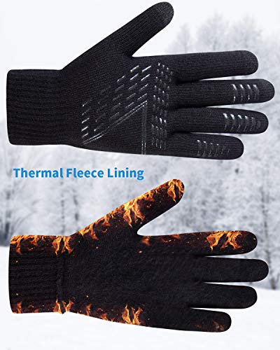 coskefy Winter Knit Gloves Touchscreen Gloves Thermal Wool Lined Texting Gloves Running Gloves for Men Women