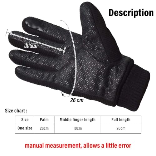 KXF Thermal Gloves, Mens Leather Winter Gloves Thick Warm Fleece Lined Windproof Cold Proof Touchscreen Gloves for Cycling Driving Running Camping Hiking