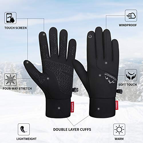 coskefy Touch Screen Gloves Thermal Gloves Windproof Anti-slip Cycling Gloves Winter Running Gloves for Men Women Biking Walking Riding Sports