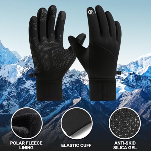 CRAZY SHARK Winter Warm Gloves, Windproof Water-Resistant Thermal Gloves Anti-slip Touch Screen Cycling Gloves for Men Women Hiking Climbing Riding Bike Outdoor Sports