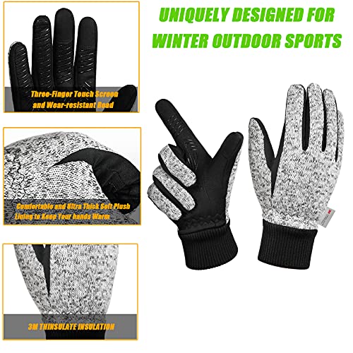 BIKINGMOREOK Winter Gloves for Men Women,-10°F 3M Thinsulate Thermal Gloves Coldproof Touchscreen Warm Gloves,Anti-Slip Road Bike Cycling Gloves-Hemp Grey-M