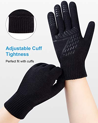coskefy Winter Knit Gloves Touchscreen Gloves Thermal Wool Lined Texting Gloves Running Gloves for Men Women