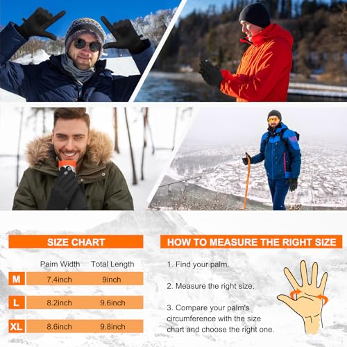 CRAZY SHARK Winter Warm Gloves, Windproof Water-Resistant Thermal Gloves Anti-slip Touch Screen Cycling Gloves for Men Women Hiking Climbing Riding Bike Outdoor Sports