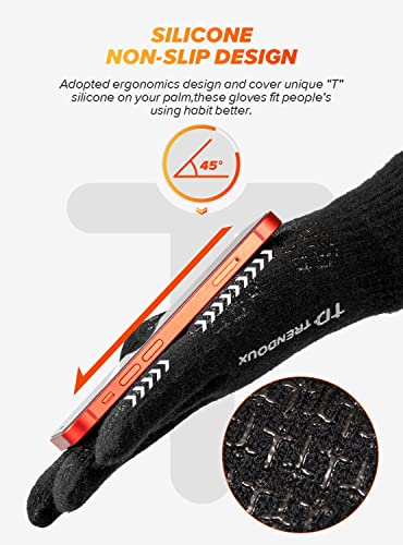 Thermal Gloves, Christmas Gifts Touch Screen Glove Men Women - Anti-Slip Grip Elastic Cuff - Warm Lining - Stretchy Material - Winter Windproof Glove for Outdoor Driving Typing Phone - Black L