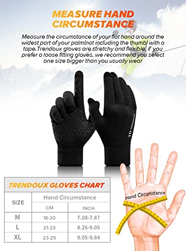 Thermal Gloves, Christmas Gifts Touch Screen Glove Men Women - Anti-Slip Grip Elastic Cuff - Warm Lining - Stretchy Material - Winter Windproof Glove for Outdoor Driving Typing Phone - Black L