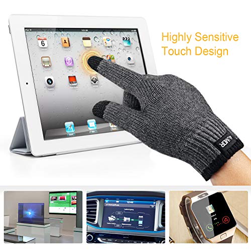4UMOR Winter Warm Knit Gloves Touchscreen Super Soft Thick Fleece Gloves Outdoor Windproof Driving Gloves for Men and Women