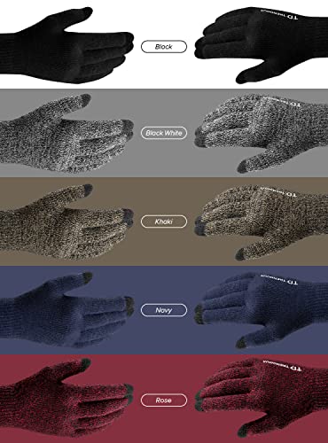 Thermal Gloves, Christmas Gifts Touch Screen Glove Men Women - Anti-Slip Grip Elastic Cuff - Warm Lining - Stretchy Material - Winter Windproof Glove for Outdoor Driving Typing Phone - Black L