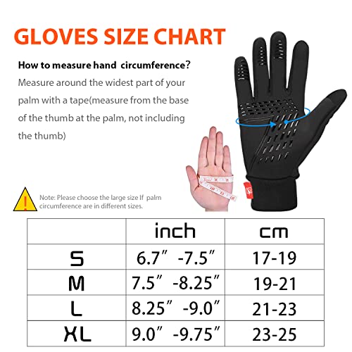 Yobenki Warm Winter Gloves, Anti Slip Touchscreen Gloves Windproof and Water Resistant Running Gloves Thermal Gloves Cold Weather Cycling Gloves for Men Women Walking Riding Driving Cycling(Black,L)