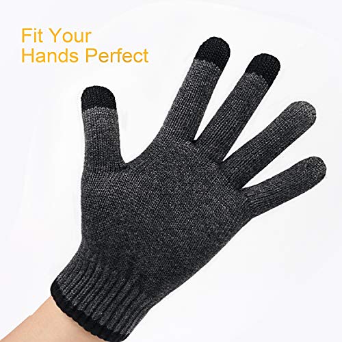 4UMOR Winter Warm Knit Gloves Touchscreen Super Soft Thick Fleece Gloves Outdoor Windproof Driving Gloves for Men and Women