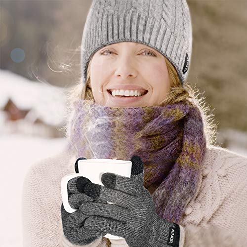 4UMOR Winter Warm Knit Gloves Touchscreen Super Soft Thick Fleece Gloves Outdoor Windproof Driving Gloves for Men and Women