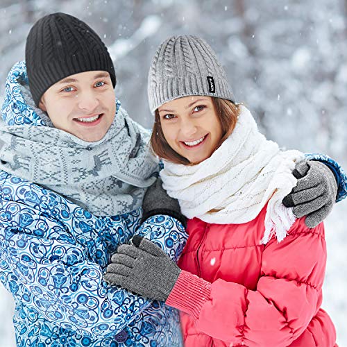 4UMOR Winter Warm Knit Gloves Touchscreen Super Soft Thick Fleece Gloves Outdoor Windproof Driving Gloves for Men and Women