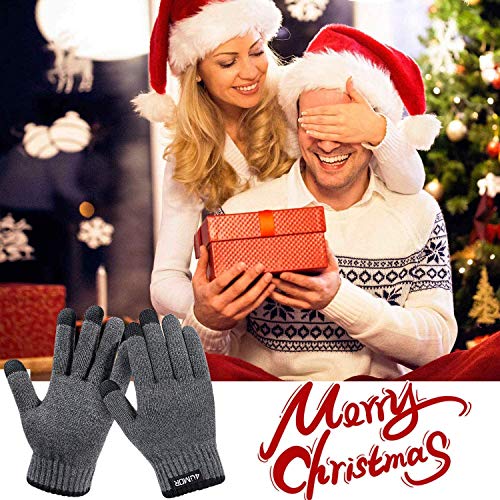 4UMOR Winter Warm Knit Gloves Touchscreen Super Soft Thick Fleece Gloves Outdoor Windproof Driving Gloves for Men and Women