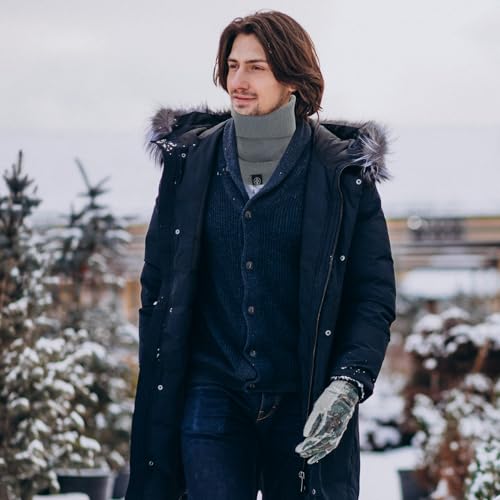 ALLY-MAGIC Neck Warmer, Fleece Tube Scarf Winter Thermal Knitted Snood Scarf, Unisex Thick Knitted Circle Snoods for Men and Women for Cycling Running Skiing Y3JRWB (grey)