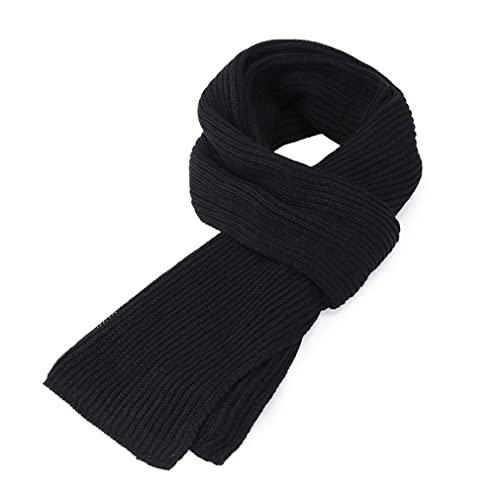 bestree Men's Rough Scarf Shawl，Pure Color Winter Neck Warm Knitted Wool Long Scarf (Black)