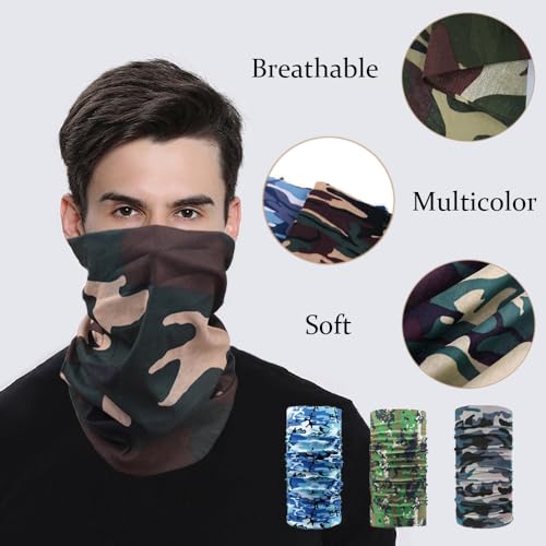 TRKETK 4 Pcs Multifunctional Headwear, Face Mask for Men &Women Multifunctional Balaclavas Windproof Neck Gaiter Scarf Snoods for Men Face Covering Wide Headscarves for Yoga Running Cycling