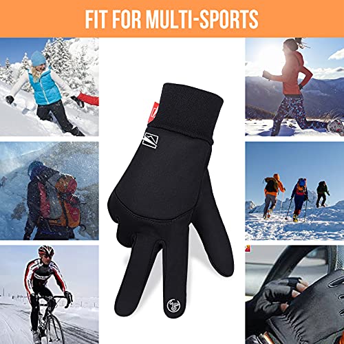 Yobenki Warm Winter Gloves, Anti Slip Touchscreen Gloves Windproof and Water Resistant Running Gloves Thermal Gloves Cold Weather Cycling Gloves for Men Women Walking Riding Driving Cycling(Black,L)