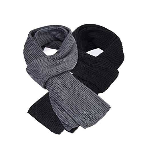 bestree Men's Rough Scarf Shawl，Pure Color Winter Neck Warm Knitted Wool Long Scarf (Black)