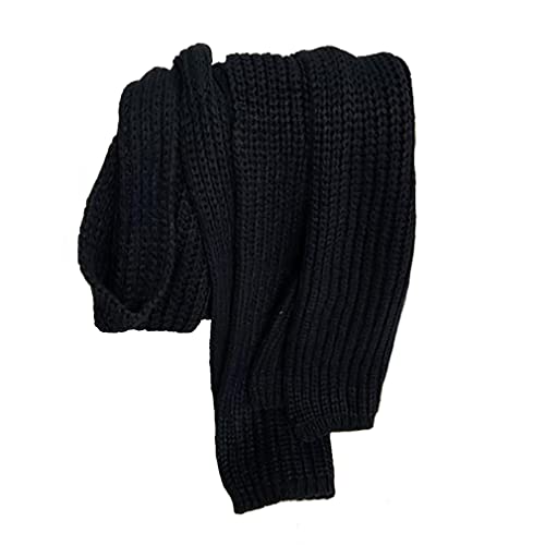 bestree Men's Rough Scarf Shawl，Pure Color Winter Neck Warm Knitted Wool Long Scarf (Black)