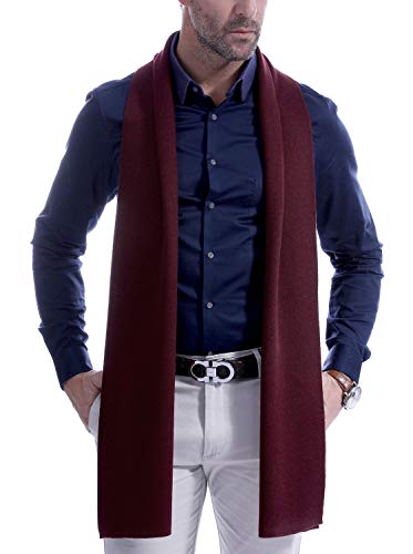 Cashmere Feel Scarves for Men - Men's Scarf Winter Soft Warm - Mens Scarfs Wool Solid Burgandy