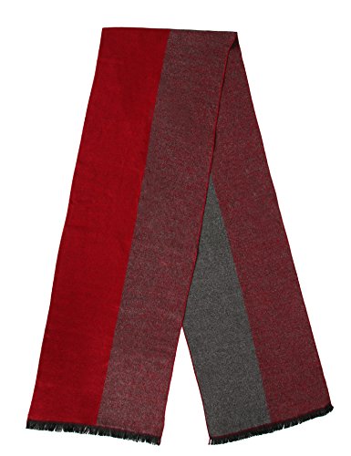 soul young Long Cotton Scarf for Men - Warm Fringe Plaid Scarves With Luxurious Gift Box(Burgendy)