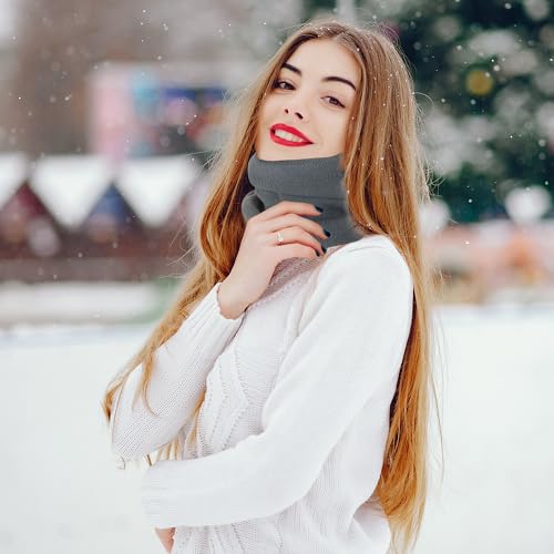 ALLY-MAGIC Neck Warmer, Fleece Tube Scarf Winter Thermal Knitted Snood Scarf, Unisex Thick Knitted Circle Snoods for Men and Women for Cycling Running Skiing Y3JRWB (grey)