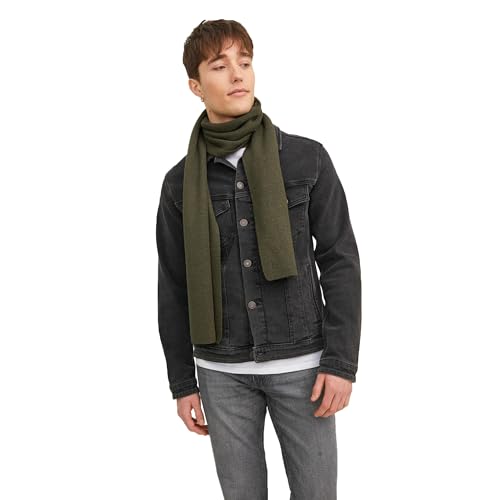 JACK & JONES Men’s Knitted Scarf Soft Plain Winter Neck Scarves - Gift for Men - One Size - Forest
